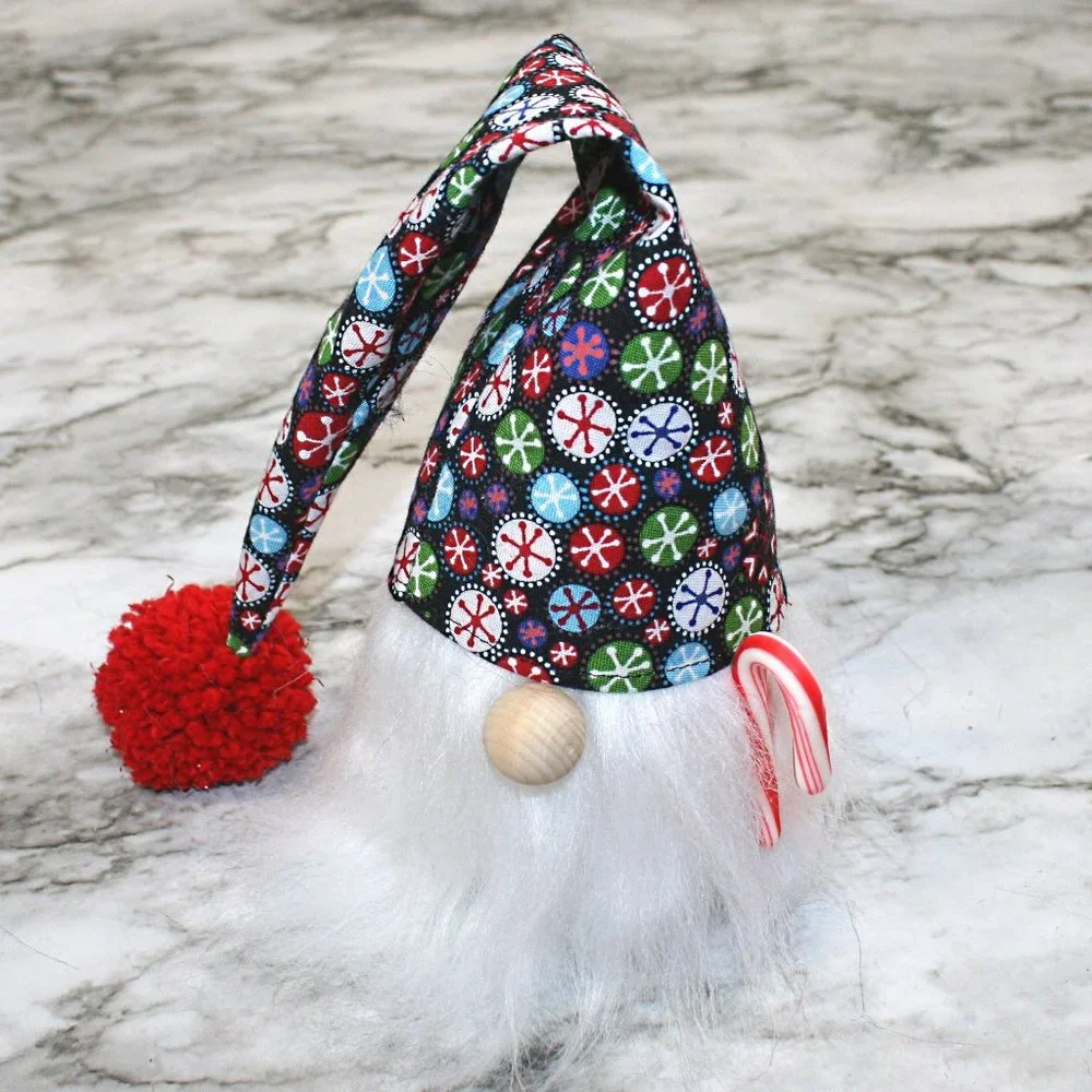 HAND CRAFTED Gnome Red Christmas Air Freshener Cover Decor - Candy Snowflakes
